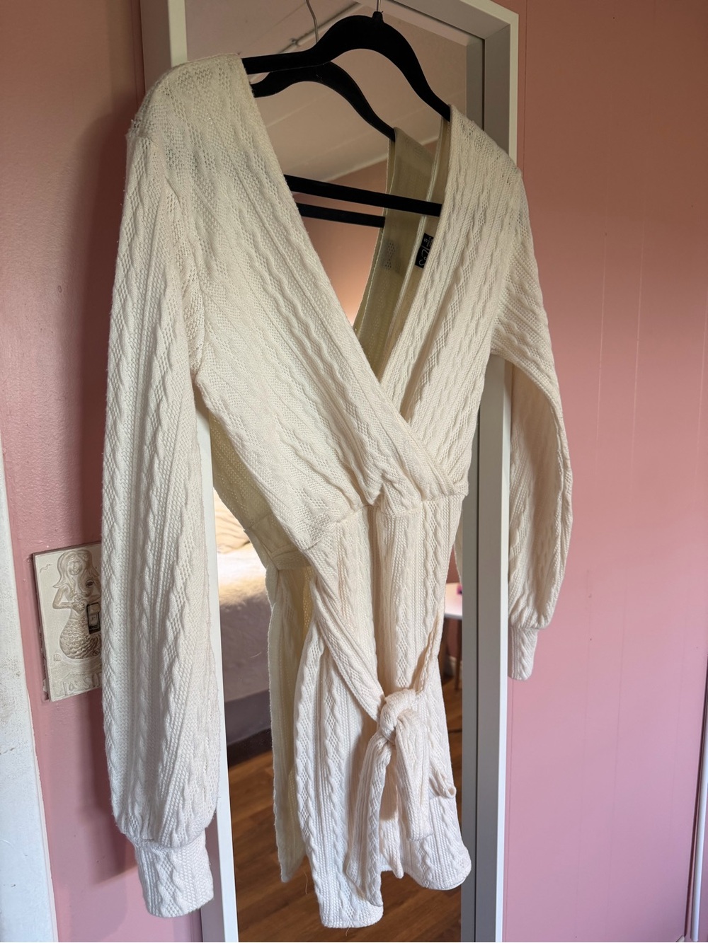 Windsor Cream Cable-Knit Wrap Romper